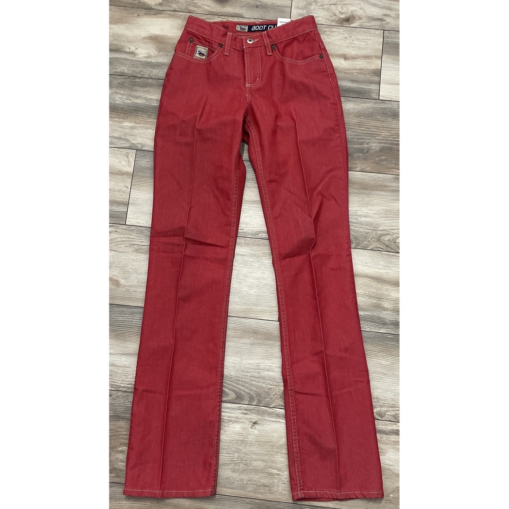 VINTAGE Cruel‎ Girl Boot Cut Jeans Stretch Size 1 X-Long Red